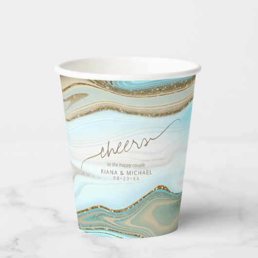 Abstrakter Glitzer Strata Wedding Cheers ID903 Pappbecher (Vorderseite)