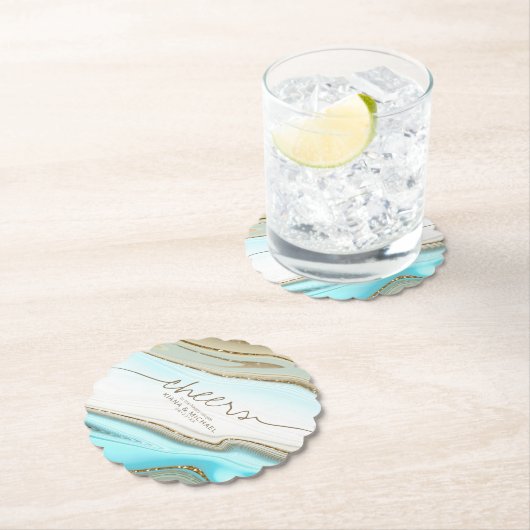 Abstrakter Glitzer Strata Wedding Cheers ID903 Untersetzer (Vor Ort)