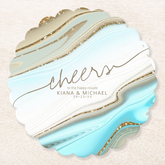 Abstrakter Glitzer Strata Wedding Cheers ID903 Untersetzer (Vorderseite)