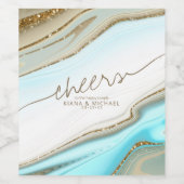 Abstrakter Glitzer Strata Wedding Cheers ID903 Weinetikett (Einzelnes Label)
