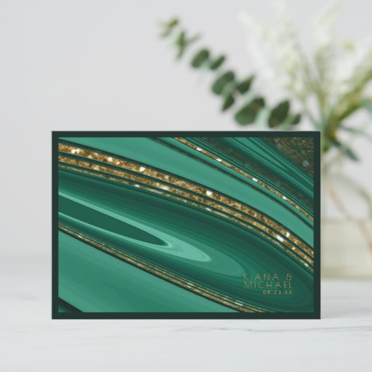 Abstrakter Glitzer Strata Wedding Details Gr ID903 Begleitkarte (Stehend Vorderseite)