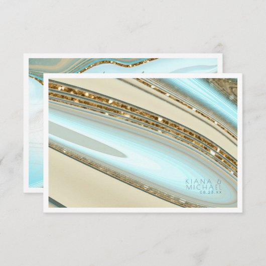 Abstrakter Glitzer Strata Wedding Details ID903 Begleitkarte (Vorne/Hinten)