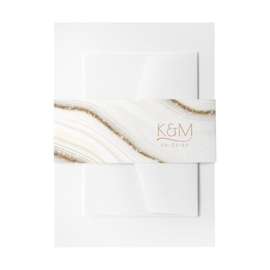 Abstrakter Glitzer Strata Wedding Elfenbein ID903 Einladungsbanderole (Vorderseite Beispiel)