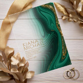 Abstrakter Glitzer Strata Wedding Green Gold ID903 Acryleinladungen