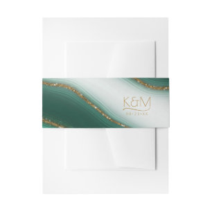 Abstrakter Glitzer Strata Wedding Green ID903 Einladungsbanderole