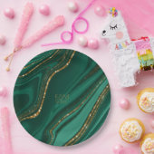 Abstrakter Glitzer Strata Wedding Green ID903 Pappteller (Party)