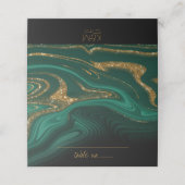 Abstrakter Glitzer Strata Wedding Green ID903 Platzkarte (Außenseite Aufgefaltet)