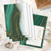 Abstrakter Glitzer Strata Wedding Green ID903 RSVP Karte