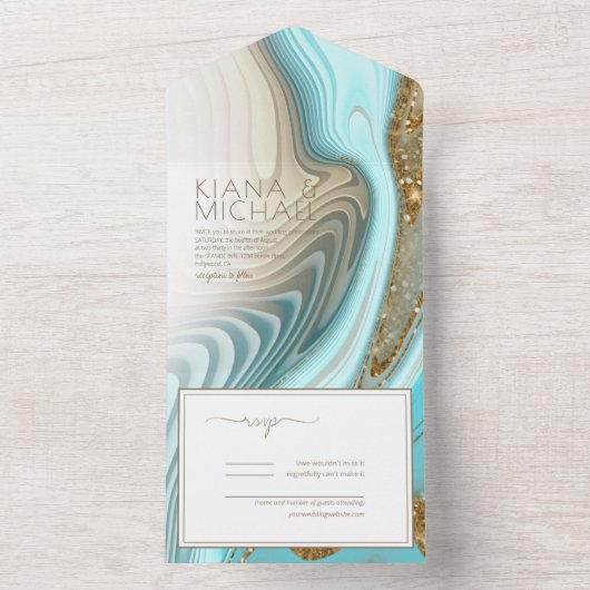 Abstrakter Glitzer Strata Wedding ID903 All In One Einladung (Innen Boden)