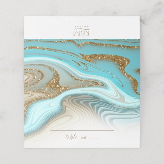 Abstrakter Glitzer Strata Wedding ID903 Platzkarte (Außenseite Aufgefaltet)