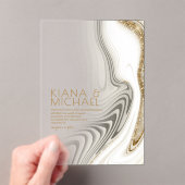 Abstrakter Glitzer Strata Wedding Ivory ID903 Acryleinladungen (Insitu (Handheld))