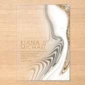 Abstrakter Glitzer Strata Wedding Ivory ID903 Acryleinladungen (Vorderseite)