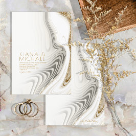 Abstrakter Glitzer Strata Wedding Ivory ID903 Einladung