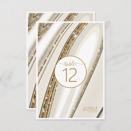 Abstrakter Glitzer Strata Wedding Ivory ID903 Einladung (Vorne/Hinten)