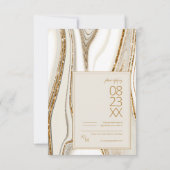 Abstrakter Glitzer Strata Wedding Ivory ID903 RSVP Karte (Rückseite)