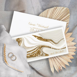 Abstrakter Glitzer Strata Wedding Ivory ID903 Save The Date