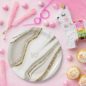 Abstrakter Glitzer Strata Wedding Ivory Stone ID90 Pappteller (Party)