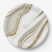 Abstrakter Glitzer Strata Wedding Ivory Stone ID90 Pappteller (Vorderseite)