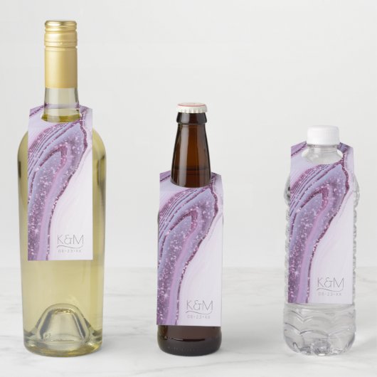 Abstrakter Glitzer Strata Wedding Lilac ID903 Flaschenanhänger (Beispiel)