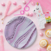 Abstrakter Glitzer Strata Wedding Lilac ID903 Pappteller (Party)
