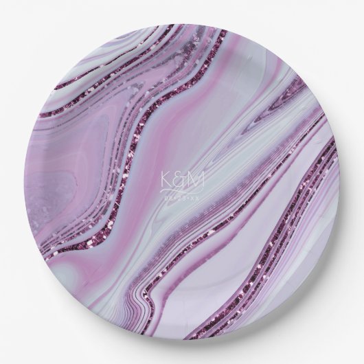 Abstrakter Glitzer Strata Wedding Lilac ID903 Pappteller (Vorderseite)