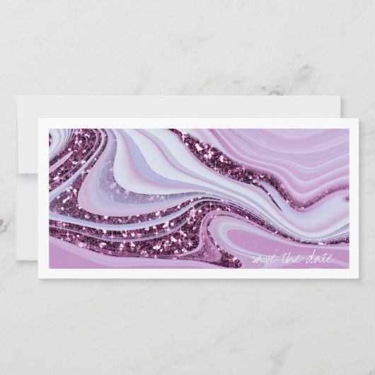 Abstrakter Glitzer Strata Wedding Lilac ID903 Save The Date (Vorderseite)