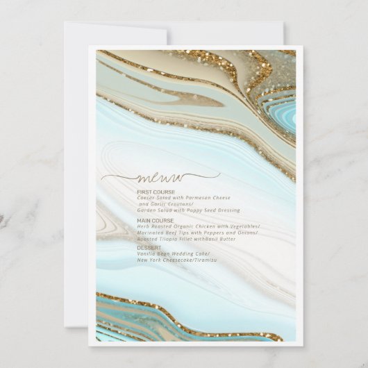 Abstrakter Glitzer Strata Wedding Menu ID903 (Rückseite)
