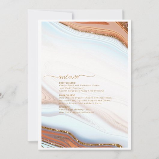 Abstrakter Glitzer Strata Wedding Menu SouthW ID90 (Rückseite)