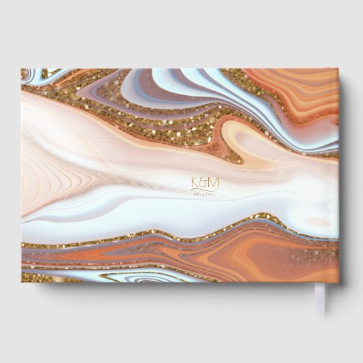 Abstrakter Glitzer Strata Wedding SW ID903 Gästebuch (Rückseite)