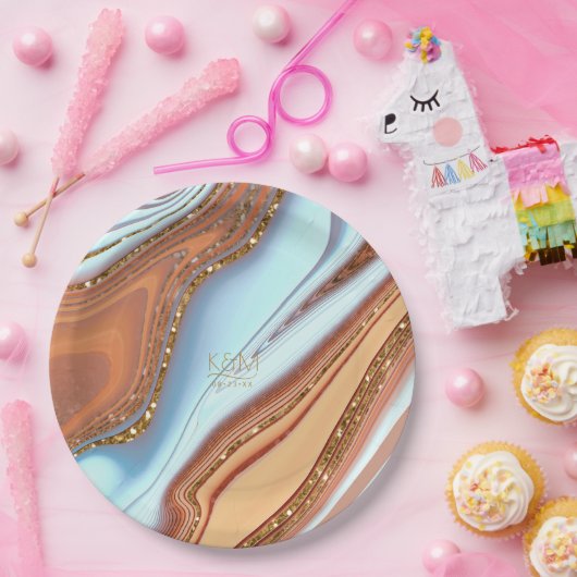 Abstrakter Glitzer Strata Wedding SW ID903 Pappteller (Party)