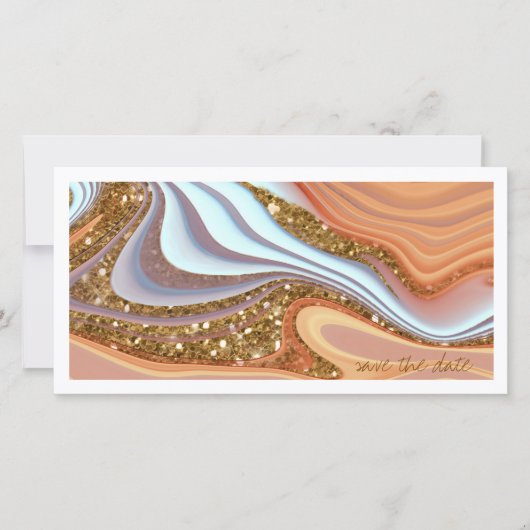 Abstrakter Glitzer Strata Wedding SW ID903 Save The Date (Vorderseite)