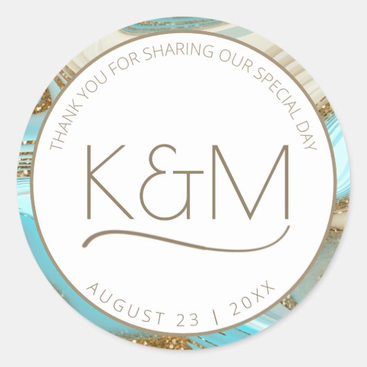 Abstrakter Glitzer Strata Wedding Vielen Dank, ID9 Runder Aufkleber (Vorderseite)