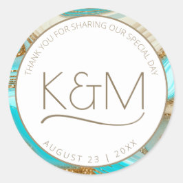 Abstrakter Glitzer Strata Wedding Vielen Dank, ID9 Runder Aufkleber