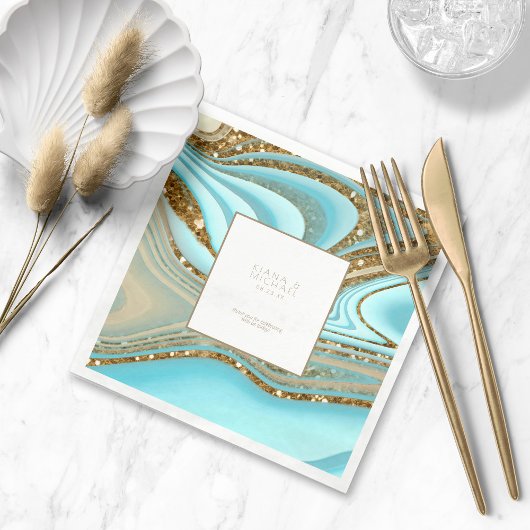 Abstrakter Glitzer Strata Wedding Vielen Dank, ID9 Serviette