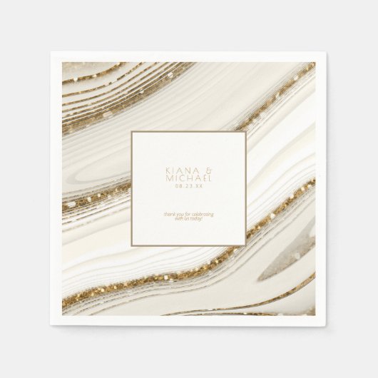 Abstrakter Glitzer Strata Wedding Vielen Dank IV I Serviette (Vorderseite)