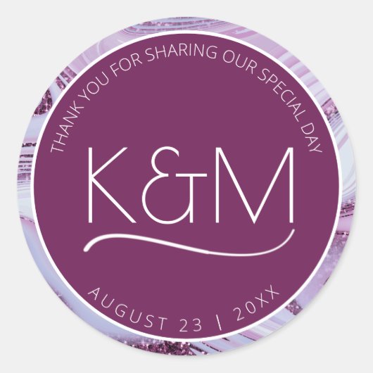 Abstrakter Glitzer Strata Wedding Vielen Dank Pl I Runder Aufkleber (Vorderseite)
