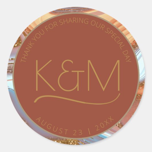 Abstrakter Glitzer Strata Wedding Vielen Dank Rt I Runder Aufkleber (Vorderseite)