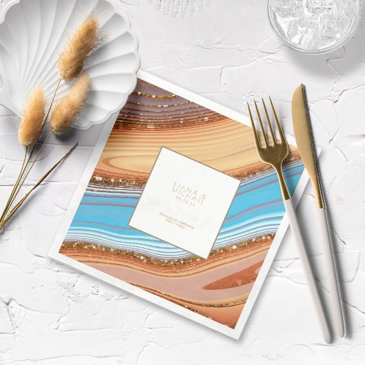 Abstrakter Glitzer Strata Wedding Vielen Dank SW I Serviette