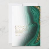Abstrakter Glitzer Strata Wedding Wht Green ID903 Einladung (Vorderseite)