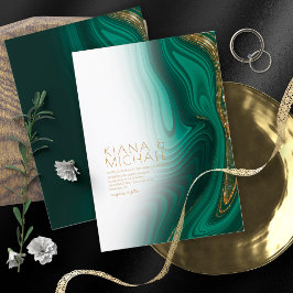 Abstrakter Glitzer Strata Wedding Wht Green ID903 Einladung