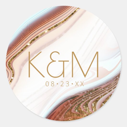 Abstrakter Glitzer Strata Wedding Wht SW ID903 Runder Aufkleber (Vorderseite)