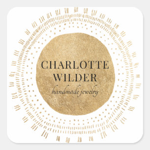 Abstrakter Gold Circle Jewelier Designer Quadratischer Aufkleber