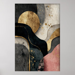 Abstrakter Gold-Minimalist-Druck, Boho-Druck Poster