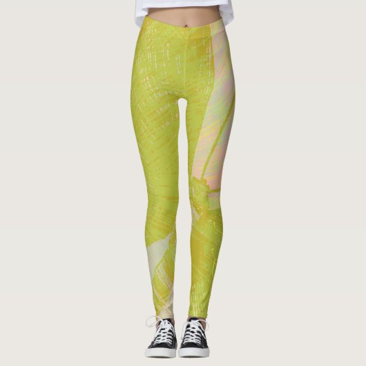 Abstrakter Goldbarren Rosa Violettpastete Leggings (Vorderseite)