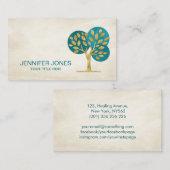 Abstrakter Goldener Baum mit Aquarellkreisen Visitenkarte (Vorne/Hinten)