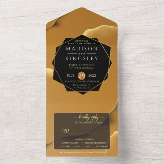 Abstrakter Goldener Himmel All In One Einladung (Innen Boden)