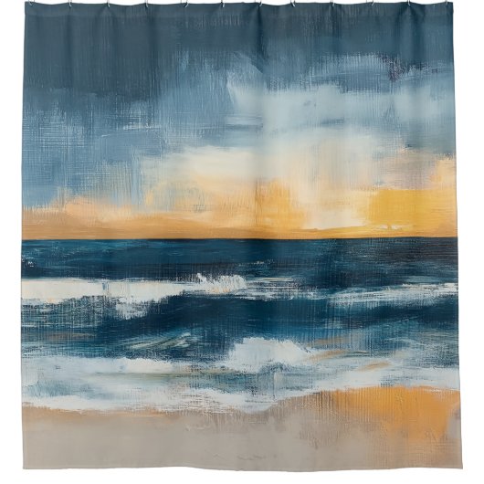 Abstrakter Goldener Horizont Duschvorhang (Vorderseite)