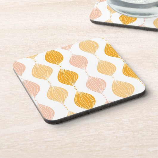 Abstrakter goldener ogee Musterhintergrund Untersetzer (Linke Seite)