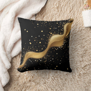 Abstrakter Goldener Sparkle und Starry Swirl Kissen