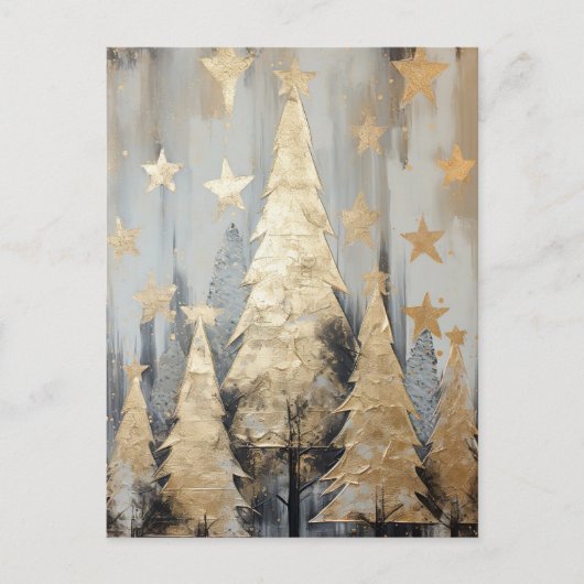 Abstrakter goldener Weihnachtsbaum Postkarte (Vorderseite)